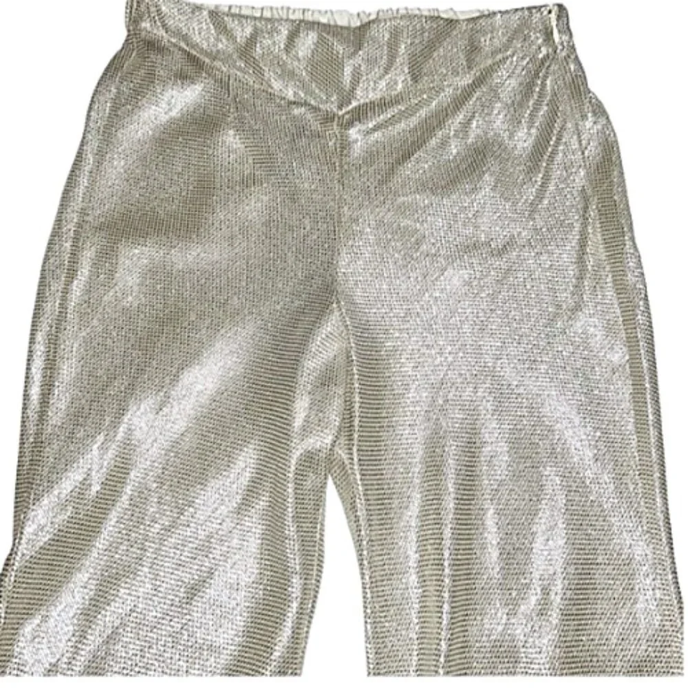 Chic Metallic Wide Leg Pants - Picture 4 of 16